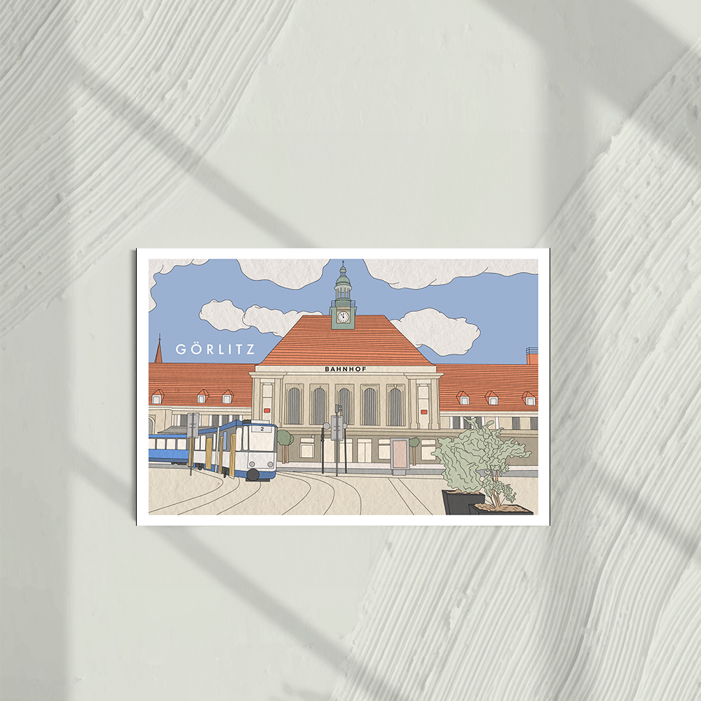 Postcard Görlitz train station